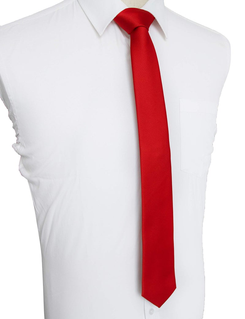 JEMYGINS 2.4" Red Tie Silk Skinny Ties for Men Slim Necktie(3) - Image 2